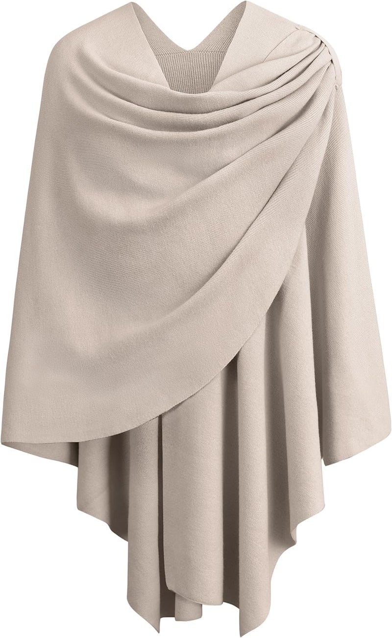 Puli Womens Large Cross Front Poncho Sweater Wrap Topper Knitted Elegant Shawls Cape for Fall Winter - Image 1